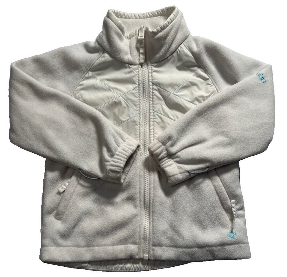 Columbia Bugaboo Interchange Girls 4/5 White Fleece Jacket Liner Full Zip